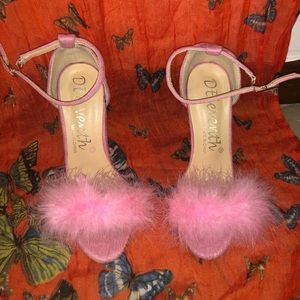 Fuzzy pink heels